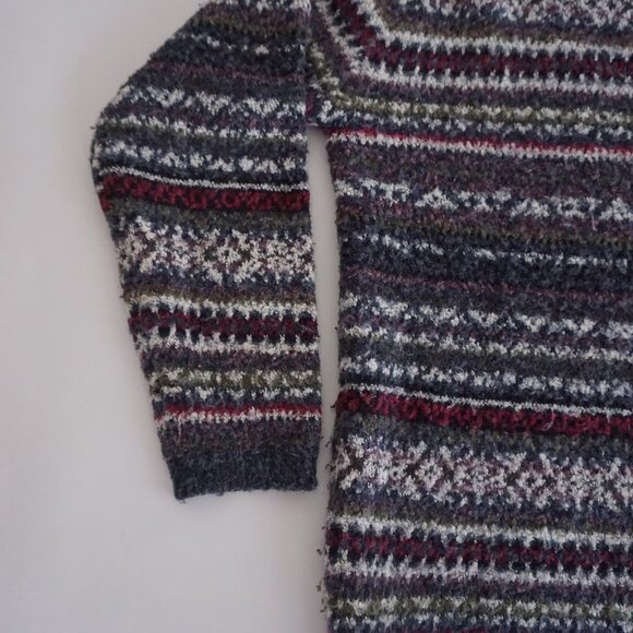 Vintage Arizona Jean Company Fair Isle Knit Sweater Gray Red Cozy Cabincore L - Picture 7 of 9